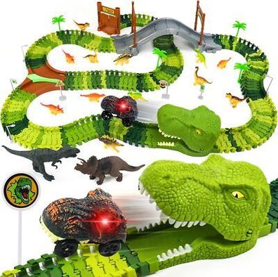 Dinosaurier Spielzeug Autorennbahn Dino Autos Spielzeug ab 3 Jahren, Kinder