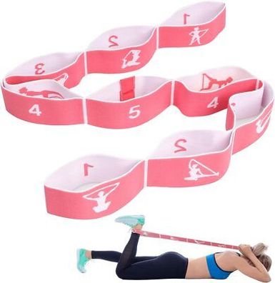 CLOPAE Yoga Stretching Band, Fitness-Bänder Band Stretch Gurt mit 9 Schlaufen