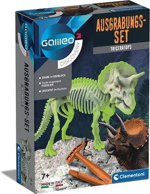 Clementoni 59273 Galileo Discovery, Ausgrabungs-Set Triceratops Spielzeug Kinder