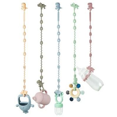 PandaEar 5er Pack Schnullerkette Silikon, Kinderwagen Kette für Schnuller, Babys