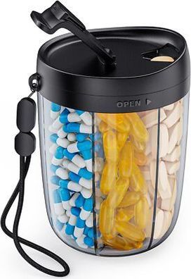 Tablettenbox 7 Tage Morgens Mittags Abends, Rund Pillendose 6 Fächer, Medikament