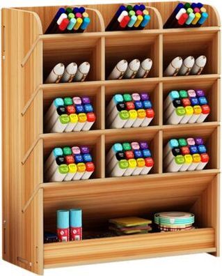 Stifthalter Aufbewahrungs-Box aus Holz, multifunktionaler Schreibtisch-Organizer
