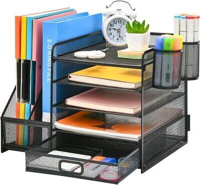 Marbrasse Schreibtisch Organizer mit Aktenhalter, 5 Ebenen Papier Briefablage