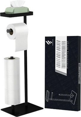 Toilettenpapier-Halter Stehend Schwarz, Halterung aus Edelstahl Freistehend, Bad