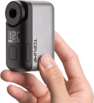 TOPUMP Mini Fahrradpumpe, Elektrische Fahrra-Lluftpumpe mit Manometer, Pumpe