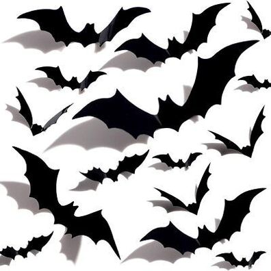 GoldRock 32 Stück Halloween 3D Fledermaus Deko, 4 verschiedene Größen Dekoration