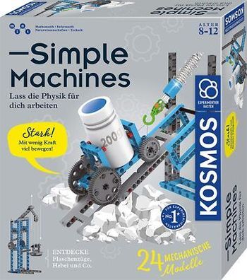 KOSMOS 620868 Simple Machines, Mechanik-Bausatz für 24 Modelle wie Flaschenzug