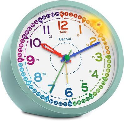 Eachui Analog Wecker Kinder ohne Ticken für Jungen und Mädchen - Lernwecker