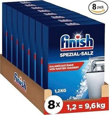 Finish Spezial-Salz Spülmaschinensalz zum Schutz vor Kalkablagerungen (8x 1,2kg)
