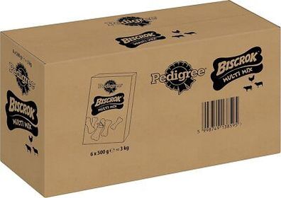 Pedigree Hundesnacks Biscrok Multi Mix, 6er Pack, 6 x 500g – Knusprige Leckerlis