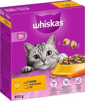 Whiskas Senior 7+ Trockenfutter Huhn, 5x800g (5 Packungen) Katzentrockenfutter