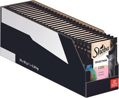 Sheba Sauce Collection Katzen Nassfutter im Portionsbeutel mit Lachs (28 x 85g)