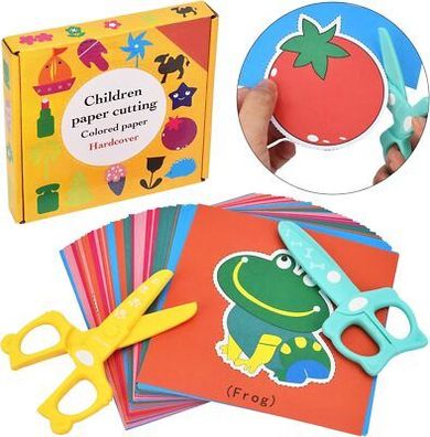 DealKits Kinder Papierschnitt Set, 2 Stück Kinder Sicherheit Schere + 48 Blatt