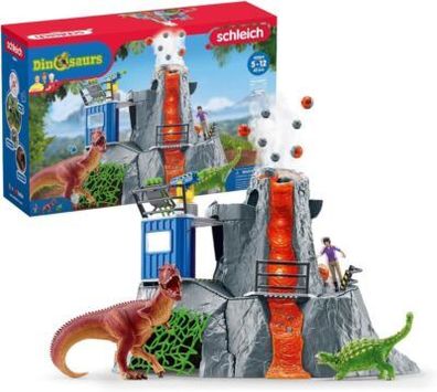 Schleich 42564 Dinosaurs Große Vulkan Expedition, Dinosaurier Spielzeug Set