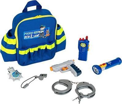 Theo Klein 8802 Polizei-Rucksack mit Zubehör | Taschenlampe, Handschellen uvm