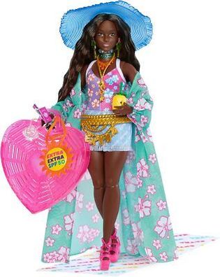 Barbie Extra Fly - Reisepuppe mit Strandmode und Zubehör, beweglicher Körper