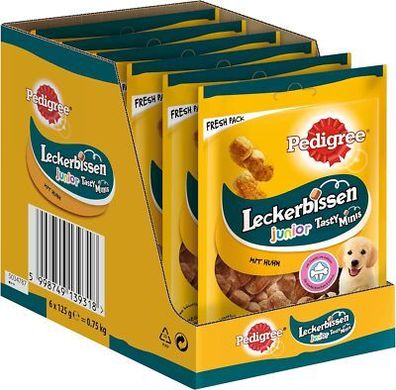 Pedigree Leckerbissen Junior – Kleine Hundesnacks für Welpen mit Huhn (6 x 125g)