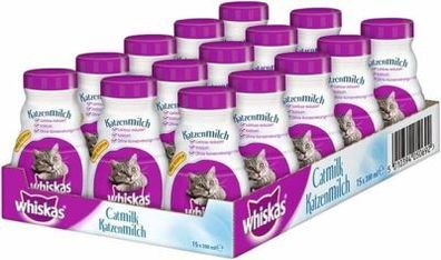 Whiskas Katzenmilch für Kätzchen ab 6 Wochen, 15 Flaschen, 15x200ml – 3 Liter