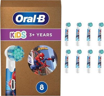 Oral-B Kids Spiderman Aufsteckbürsten für elektrische Zahnbürste, 8 Stück