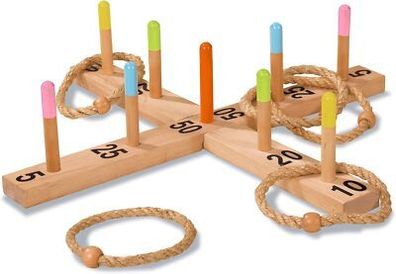 Eichhorn 100004405 - Outdoor Ringwurfspiel - 50x50cm mit 5 Wurfringen, 1 Kreuz