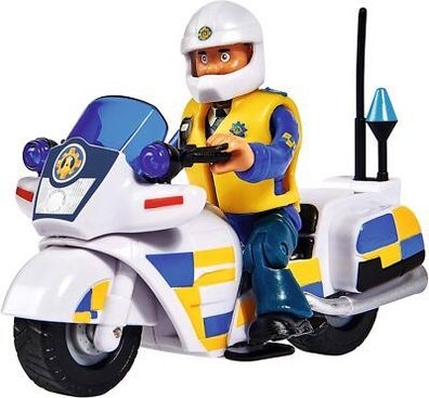 Simba 109251092 Feuerwehrmann Sam Polizei Motorrad, mit Malcolm Figur, Spielzeug