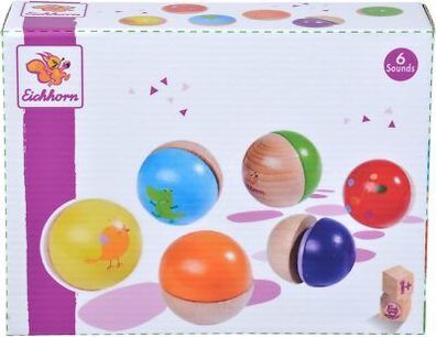 Eichhorn – Klangkugeln – 6 Bunte Holzkugeln mit Sound, für Kinder und Babys