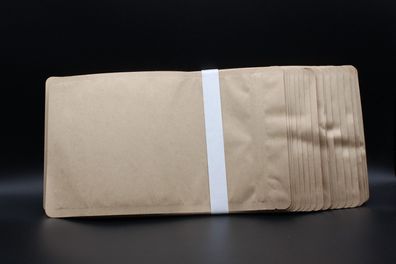Standbodenbeutel Kraftpapier Druckverschluss 160x270 + 80 mm verschiedene Mengen