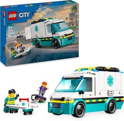 LEGO City Rettungswagen - Spielzeug mit 2 Minifiguren (Skateboarder und Fahrer)