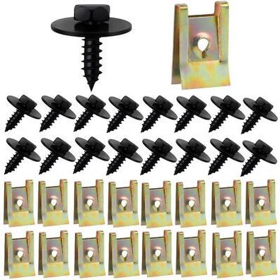100 Sätze Blechmutter Schraube Mutter Clip Kit, Kotflügelclip Blechmutter Auto