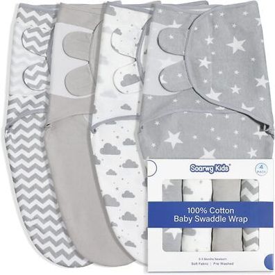Soarwg Kids 4x Pucksack Baby 0–3 Monate Swaddles Decke Babyschlafsack Pucktuch