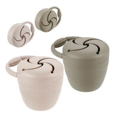 PandaEar 2 Stück Silikon Snack Becher Baby, Zusammenklappbare Snackbox Snack Cup