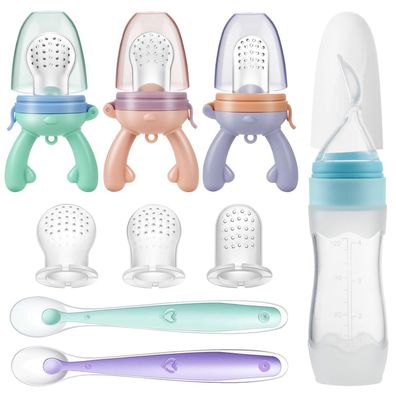 PandaEar Baby Besteck Set- 3 Baby Fruchtsauger Schnuller mit Silikon Sauger