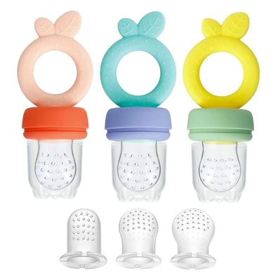 PandaEar 3 Stück Silikon Baby Fruchtsauger 3 Monate Silikon Sauger, 3 Größen