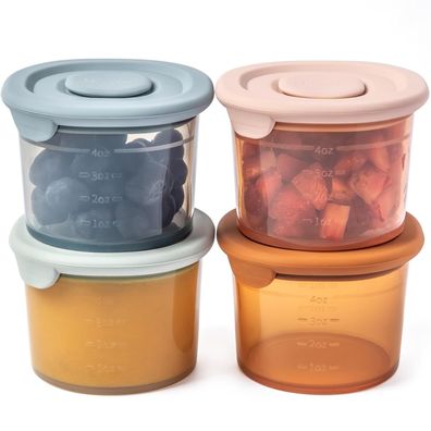 Moonkie 4-Pack Babybrei Einfrieren Behälter Silikon | Beikost Baby Zubehör Babys