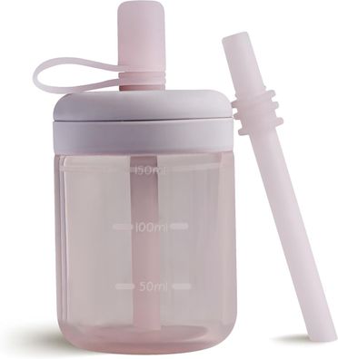 Moonkie Trinklernbecher, Trinkflasche mit Strohhalm, Silikon Trinkbecher, Lila
