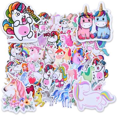 OSDUE Einhorn Sticker Set, 50 Stück Wasserdicht Vinyl Stickers, Anime Sticker