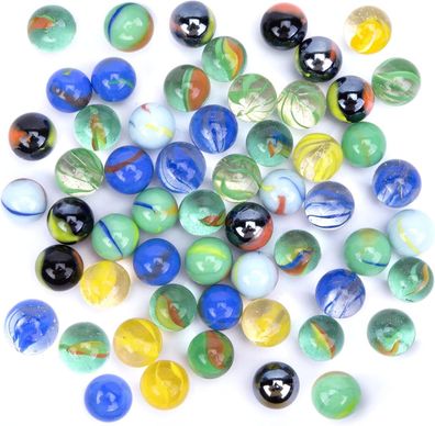 HAKACC Kleine Glasmurmeln, 80 Stück Glas Murmeln Kinder Murmelspiel 15mm Bunt
