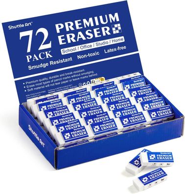Shuttle Art 72er weicher Radiergummis Set, 2B Radiergummi weiße Schulepackung