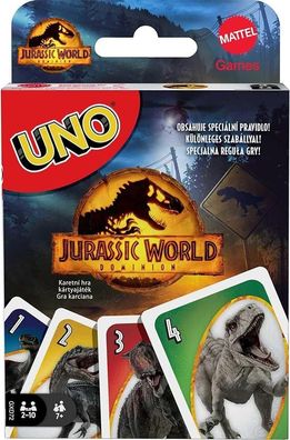 Mattel Games GXD72 - UNO Jurassic World Dominion Kartenspiel mit Themendeck