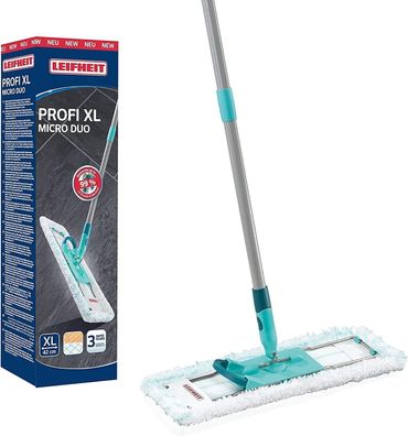 Leifheit rückenschonender Bodenwischer Profi XL micro Duo Stahlstiel 146cm, 360°