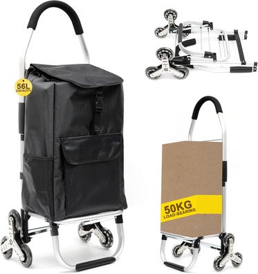 Arkyomi Einkaufstrolley Klappbar Treppensteiger Gummiräder mit Rollen 56 Liter
