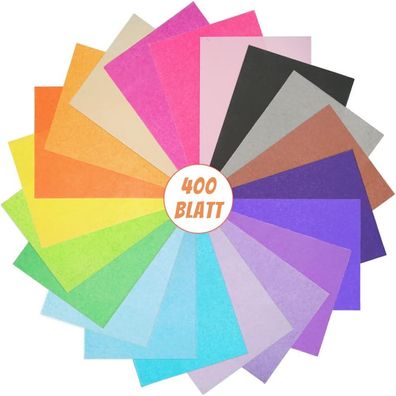 Vgoodall 400 Blatt Transparent-Papier Bunt 20 Farben Seidenpapier 16 g/qm DIN A4