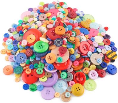Vgoodall 1000x Bunte Knöpfe, Kunststoff Bastelknöpfe Kinderknöpfe Geschenk Deko
