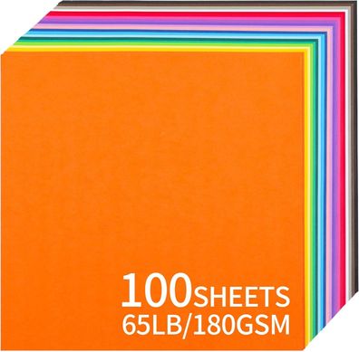 Farbiger Karton 100 Blatt Kartonpapier 20 Farben 180 g/m² Kunst- & Bastelbedarf