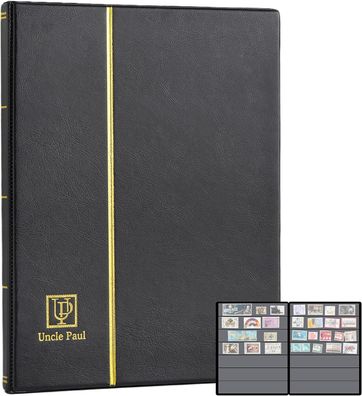 Briefmarkenalben 140 Hüllen – Einsteckbücher mit 35 x 197 mm Hüllen, 10 schwarze