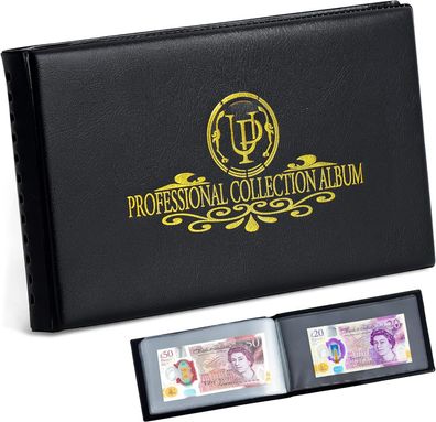 Banknoten-Sammelalbum mit 40 Fächern – 20 Blatt durchsichtiger Währungshalter