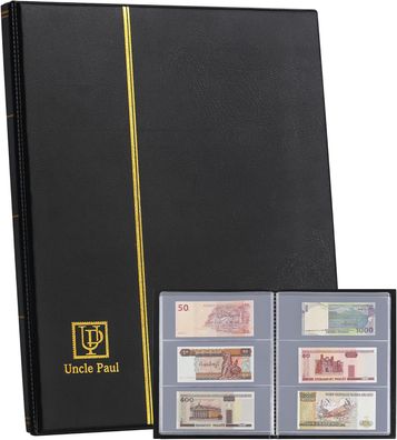 Uncle Paul Banknoten-Sammelalbum mit 60 Fächern, 19,5 x 8,2 cm Aufbewahrungsbuch