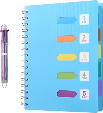 Kesote Notizbuch A5 Ringbuch Liniert Tagebuch Notizblock 240 Seiten Blau + Stift