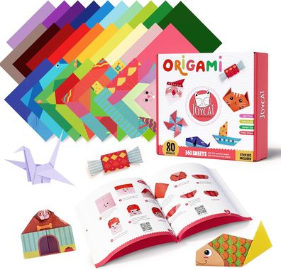 JoyCat 360 Blatt Buntes Origami-Papier für Kinder, 15x15cm Bastelpapier Origami