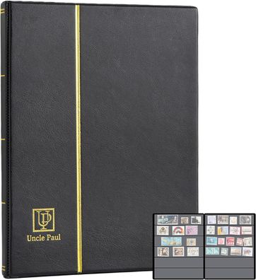 Briefmarkenalben 120 Hüllen – Einsteckbücher mit 40 x 197 mm Hüllen, 10 schwarz